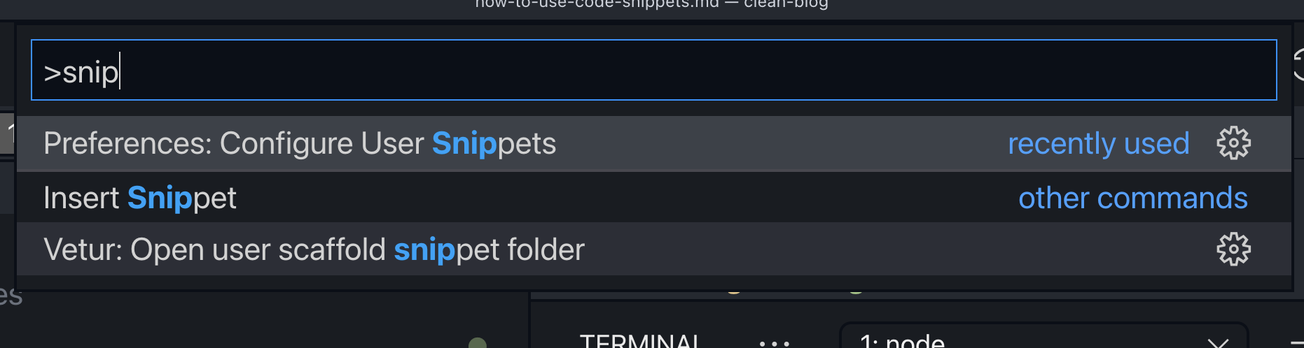 VS Code code snippet 配置入口